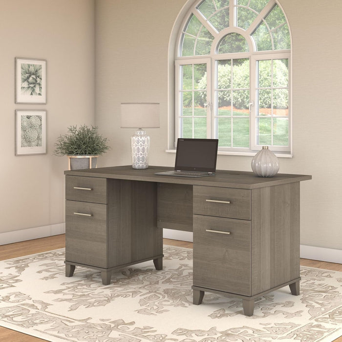 Durable 60W Office Desk with Drawers in Gray - ShipItFurniture