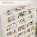 82.3" Triple Wide Bookshelf, Tall Bookcase with 4 Doors, White