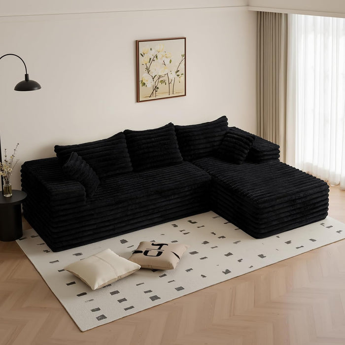 103Inch LShaped Modular Sectional Sofa EbonyVelvet