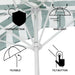 Beverly 9 Ft. Coastal Green and White Striped Half Patio Umbrella with Scalloped Fringe, Crank Lift, and Manual Tilt for Balcony, White Pole UMB1201L