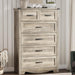 Dresser for Bedroom with 6 Drawers, 49" Tall Wood Chest of Drawers with Deep Drawers & Mental Handle, Modern Dresser TV Stand, Wooden Closet Storage Organizer for Living Room, Hallway, Entryway, Grey