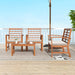4 Pieces Outdoor Furniture Set, Acacia Wood Conversation Set W/Soft Seat Cushions, Stable Acacia Wood Frame, Patio Sofa & Coffee Table Set for Backyard, Porch, Poolside (White)