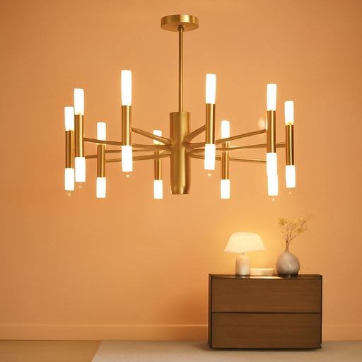 Modern Gold Chandelier 20-Light, Large Luxury round Candle Chandeliers with Acrylic Shades, 26.7" Dining Room Light Fixture for High Ceilings, Living Room, Foyer, Entryway, G9 Base