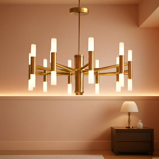 Modern Gold Chandelier 20-Light, Large Luxury round Candle Chandeliers with Acrylic Shades, 26.7" Dining Room Light Fixture for High Ceilings, Living Room, Foyer, Entryway, G9 Base