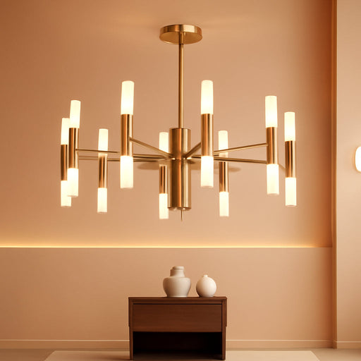 Modern Gold Chandelier 20-Light, Large Luxury round Candle Chandeliers with Acrylic Shades, 26.7" Dining Room Light Fixture for High Ceilings, Living Room, Foyer, Entryway, G9 Base