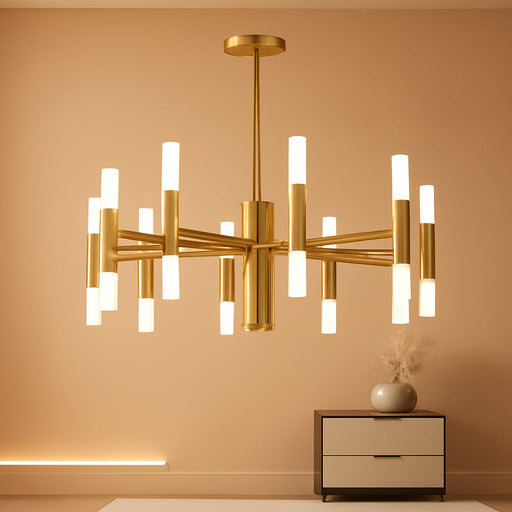 Modern Gold Chandelier 20-Light, Large Luxury round Candle Chandeliers with Acrylic Shades, 26.7" Dining Room Light Fixture for High Ceilings, Living Room, Foyer, Entryway, G9 Base