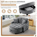 Oversized Chaise Lounge Chair Gray Chenille Tufted