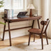 Solid Wood Writing Desk with 2 Drawers Home Office Computer Table