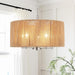 Rattan Chandelier Brushed Nickel Five Light Pendant