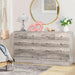 Grey 5 Drawer Dresser for Bedroom, Modern Wood Dresser Chest of Drawers, Rustic Bedroom Dressers Clothes Organizer, Anti-Tipping Device, Rose Gold Metal Handle, Living Room, Entryway, Office
