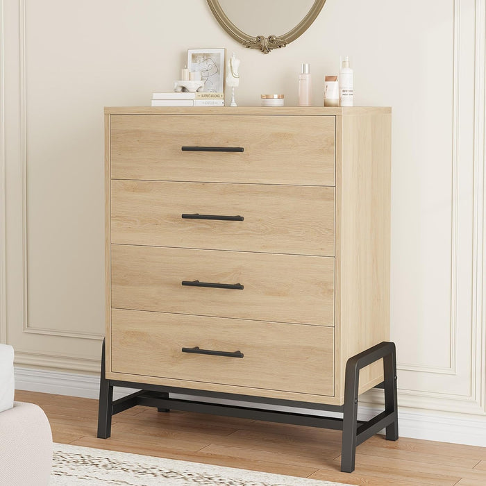 4 Dresser for Bedroom, 38.6 in Tall Dresser, Tall Drawer with Storage Freestanding, Wooden Closet Storage Chest for Living Room, Bedroom, Entryway, Natural Oak