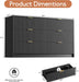 Black Dresser for Bedroom, Modern Dresser with 6 Drawers and Smooth Slides, Wide Chest of Drawers with Golden Handles for Bedroom, Living Room, Closet, 15.7" D X 55.1" W X 31.4" H
