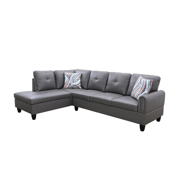 Faux Leather 4-Seat Couch, L Shaped Sectional Couches and Sofas, Modern Living Room Furniture Sets Sectional Sofa Set, Dark Grey(No Ottoman)