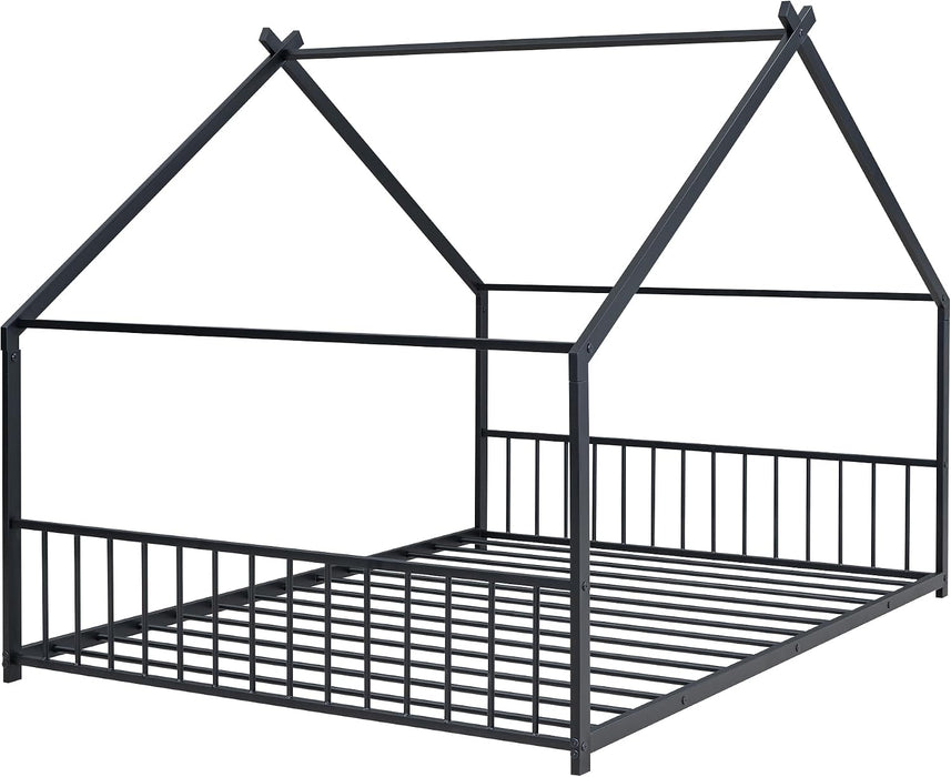 Montessori Oversized Floor Bed With Roof Playhouse