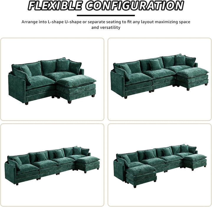78Inch Green Modular Chenille Sectional Sofa Collection