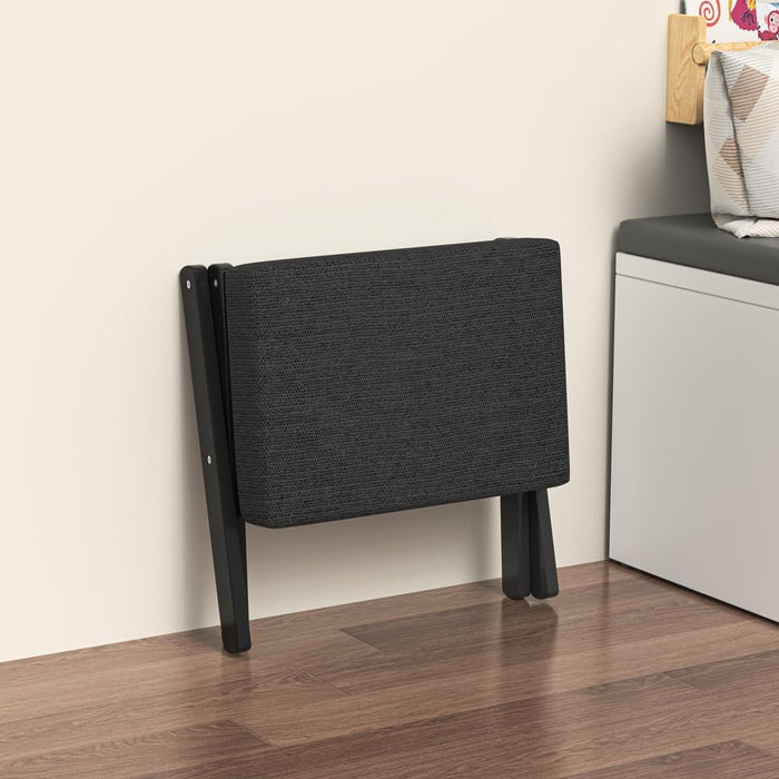 Foldable Foot Stool Ottoman, Modern Foot Rest with Bamboo X Legs & Thick Foam Cushion, Folding Foot Stools Small Padded for Bedroom Living Room, Footstool for Chair Couch (Black - Black)
