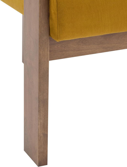 Luxurious Mustard Velvet Barrel Chair Solid Walnut