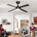 48In Black Ceiling Fans with Light and Remote Control /App Control, Modern Smart Ceiling Fan for Indoor Outdoor