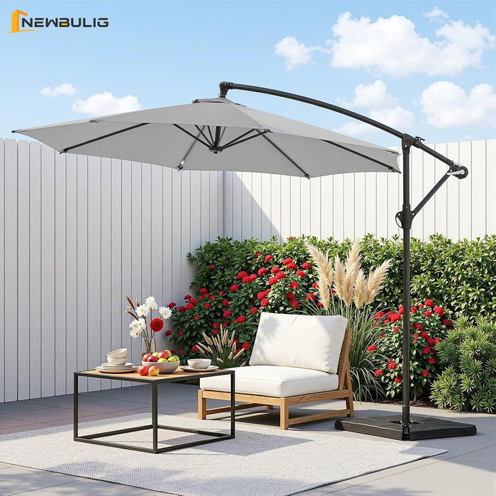 10FT Patio Umbrella, Offset Cantilever Outdoor Patio Table Umbrella, UV Protection, Fade Resistant Fabric, Easy Tilt Adjustment for Deck, Pool, Backyard, Garden