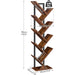 Tree Bookshelf, 9-Tier Bookcase Wooden Shelves, Floor Standing Storage Rack, for Display of Cds, Books in Living Room, Home Office, Wood Storage Rack for Bedroom, Rustic Brown BF08SJ01G1