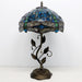 Tiffany Style Sea Blue Dragonfly Stained Glass Table Lamp 19 Inch