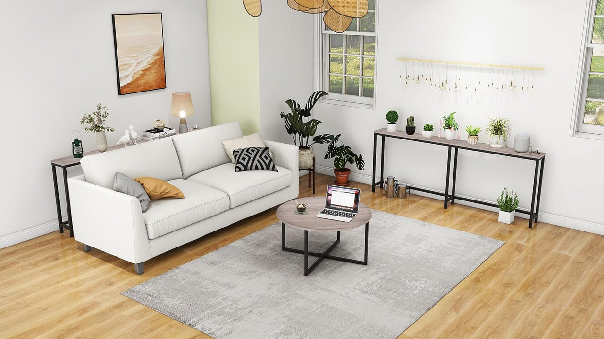 Sofa Tables Console Table with USB Ports,Behind Couch Table with Oulets & USB Ports,Narrow Entryway Table, Skinny Hallway Tables,Grey