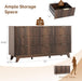 Fluted Dressers Chest of Drawers,57" Fluted Wide Modern Dresser with Metal Handle, Curved Profile Design, Wood Drawer Organizer for Bedroom, Walnut