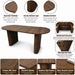 Modern Farmhouse Oval Dining Table Set for 4, 71 Inch Wood Grain Kitchen Table & Beige Upholstered Dining Chairs with Curved Back & Solid Wood Legs, Kitchen Living Room Furniture Set(Walnut)