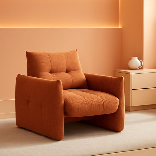 33.9" Accent Chairs, Modern Upgrade Sherpa Fabric Arm Chair Comfy Upholstered Armchair Leisure Single Sofa Chair with a Waist Pillow for Bedroom, Office and Living Room