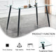51 Inch Glass Dining Table for 4, Rectangular Glass Dining Room Table with Clear Tempered Glass Tabletop, Glass Kitchen Table with Black Metal Legs for Dining Room Living Room