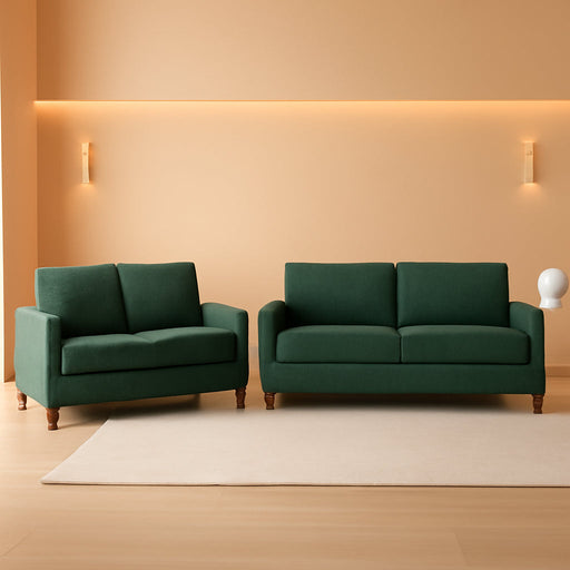 Miles 2 Piece Couch and Loveseat Sets with Reversible Back Pillows, Mid Century Modern Sofa for Small Spaces, Living Rooms, And, Apartments, Green