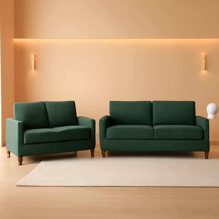 Miles 2 Piece Couch and Loveseat Sets with Reversible Back Pillows, Mid Century Modern Sofa for Small Spaces, Living Rooms, And, Apartments, Green