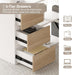 L Shaped Computer Desk, 47 Inch Home Office Desk with File Drawers & Storage Shelves, Small Corner Computer Desk for Small Space (White + Walnut)