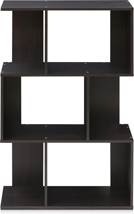 SIMPLY Book Shelf, 3-Tier Geometric Bookshelf, S-Shape Bookcase with Open Shelf, 11.8" X 23.6" X 37.3", for Organization and Storage, for Living Reoom, Bedroom, Home Office, Espresso