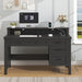 Farmhouse Computer Desk with Drawers, 47" Small Computer Desk with Power Outlets, Home Office Desk with Monitor Stand & 4 Drawers, Writing Study Table, Black