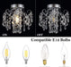 Small Crystal Chandelier Flush Mount Ceiling Light Fixtures Modern Mini Chandelier Light Fixture for Hallway Entryway Bedroom Bathroom Kitchen,Chrome Metal,Clear K9 Crytal