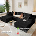 107Inch Modular Sectional Sofa Black Corduroy Upholstered