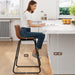 Bar Stool Set of 3, 26" Urban Faux Leather Counter Stool, Dark Brown