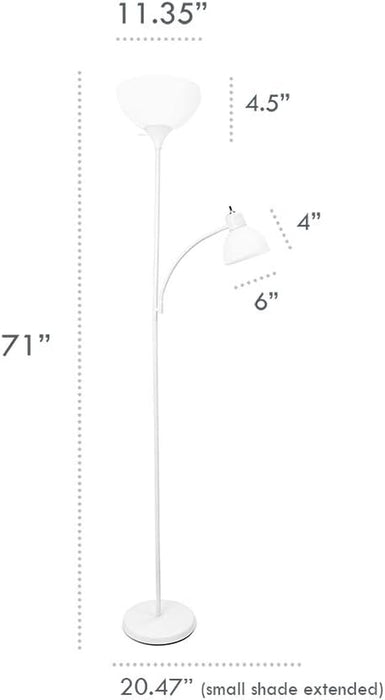 LF2000-BLK Mother-Daughter Floor Lamp with Reading Light, Black