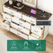 Farmhouse 9 Drawer Dresser for Bedroom,63” Wood Dresser & Chest of Drawers with Power Outlets,Large & Wide Dressers for Bedroom,Tall Storage Dresser Organizer(White)