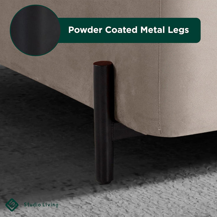 ® Connor 31.1" Large Storage Ottoman, Modern Boho, Matte Black Metal Legs, Velvet Fabric, Taupe