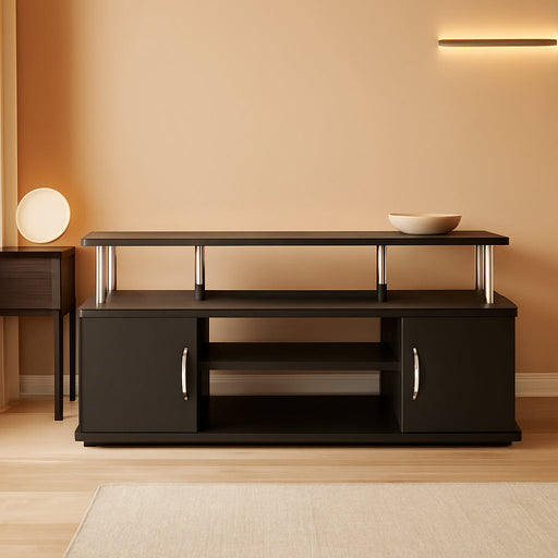 JAYA Large Entertainment Stand for TV up to 55 Inch, Americano/Chrome