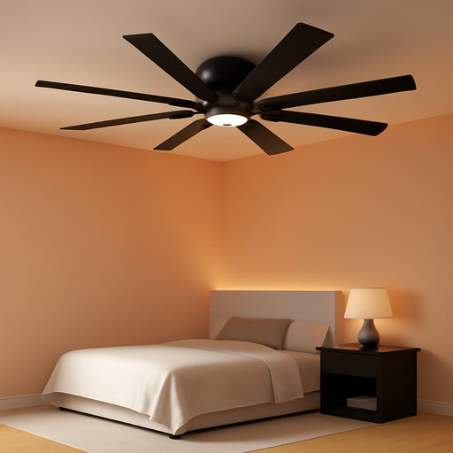 Black 54 Inch Low Profile Ceiling Fan With Remote