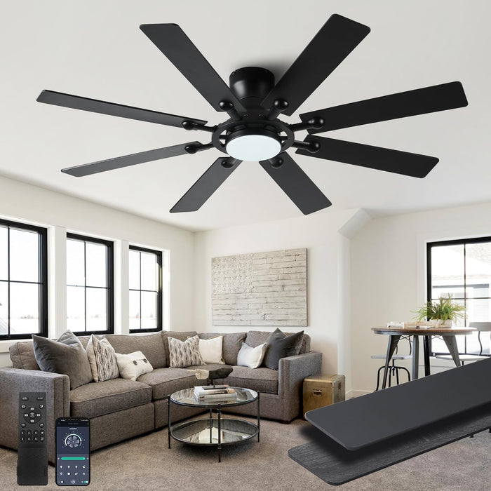 Black 54 Inch Low Profile Ceiling Fan With Remote