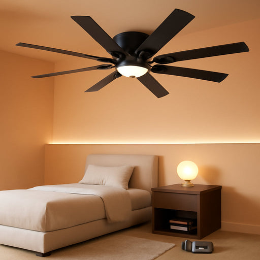 54 Inch Matte Black Brushless Ceiling Fan Lighting