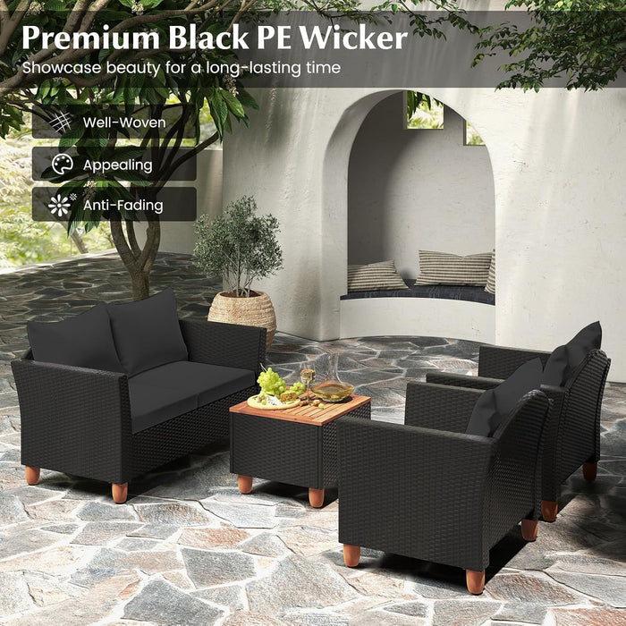 8 Piece Outdoor Conversation Set, Patio Cushioned Chairs (2, Black)