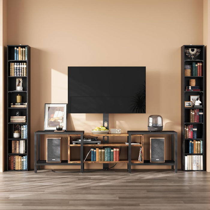 Bookshelf 8 Tier Set of 2, Tall Narrow Book Shelf, Corner Bookcase