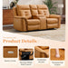 Power Loveseat Recliner Sofa for Adults, Breathable Faux Leather Double Reclining Loveseat Sofa with Console, Cup Holders and Hidden Storage, Electric Daul Recliner for Living Room, Brown