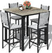 Gray Velvet Contemporary Counter Height Dining Set
