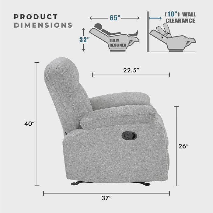 Mnul Double Recliner Couch for Living Room, Chenille Fbric Upholstered Reclining Sof, Home Theter Seting, Esy ssembly, Recliner Couch, Gry